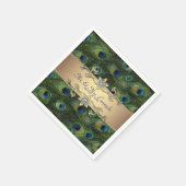 Gold Peacock Wedding Serviette (Ecke)