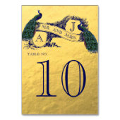 Gold Peacock Wedding Tischnummer (Vorderseite)