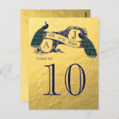 Gold Peacock Wedding Tischnummer (Vorne/Hinten)