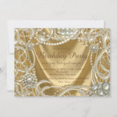 Gold Pearl Birthday Party Einladung (Rückseite)