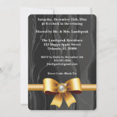 Gold Pearl Ribbon, Herz-Gemische-Kette auf schwarz Einladung (Rückseite)