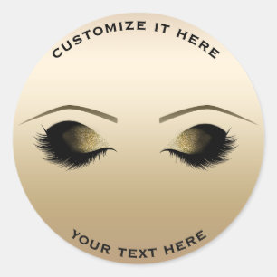 Gold Pearl Schimmer Make-up Wimpern Glamour Runder Aufkleber