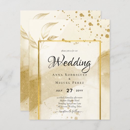 Gold Pearl WEDDING Alkohol INK Abstrakt LeahG (Vorne/Hinten)