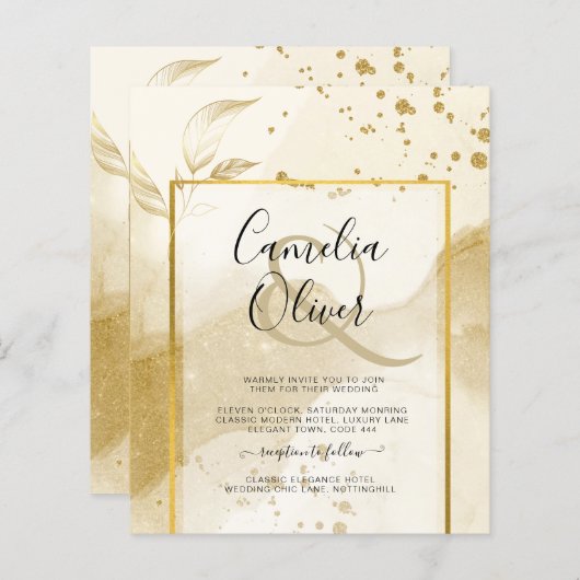 Gold Pearl WEDDING Alkohol INK Abstrakt LeahG (Vorne/Hinten)