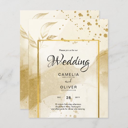 Gold Pearl WEDDING Alkohol INK Abstrakt LeahG (Vorne/Hinten)