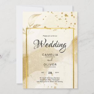Gold Pearl WEDDING Alkohol INK Abstrakt LeahG Einladung