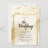 Gold Pearl WEDDING Alkohol INK Abstrakt LeahG Einladung (Vorderseite)