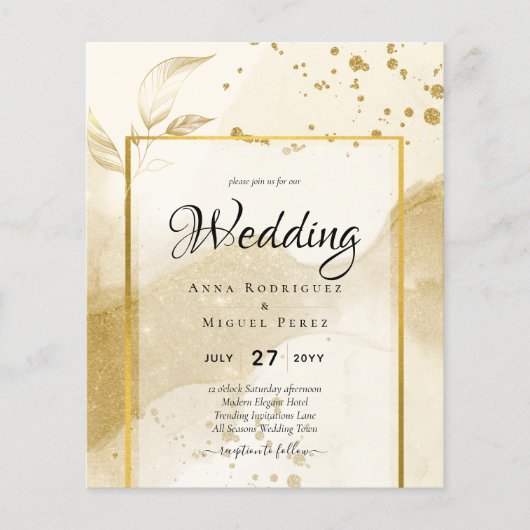 Gold Pearl WEDDING Alkohol INK Abstrakt LeahG Flyer (Vorne)