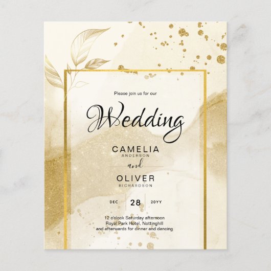 Gold Pearl WEDDING Alkohol INK Abstrakt LeahG Flyer (Vorne)