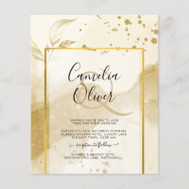 Gold Pearl WEDDING Alkohol INK Abstrakt LeahG Flyer