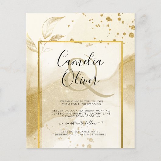 Gold Pearl WEDDING Alkohol INK Abstrakt LeahG Flyer (Vorne)