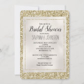 Gold Pearl White Glitzy Glitzer Einladung (Vorderseite)