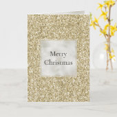 Gold Pearl White Glitzy Glitzer Weihnachten Karte (Gelbe Blume)