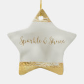 Gold Pearl White Sparkle Keramik Ornament (Vorne)