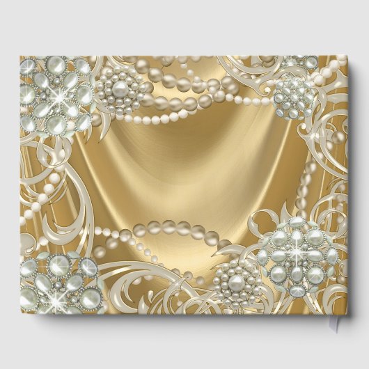 Gold Pearl Womans Birthday Party Gästebuch (Rückseite)