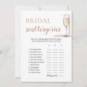 Gold Pearls and Prosecco Bridal Scattegories Game Einladung (Vorderseite)