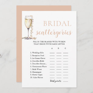 Gold Pearls and Prosecco Bridal Scattegories Game Einladung