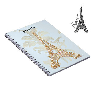 Gold Pearls Eiffel Tower Pocket Folder Notizblock