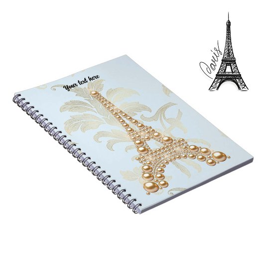 Gold Pearls Eiffel Tower Pocket Folder Notizblock