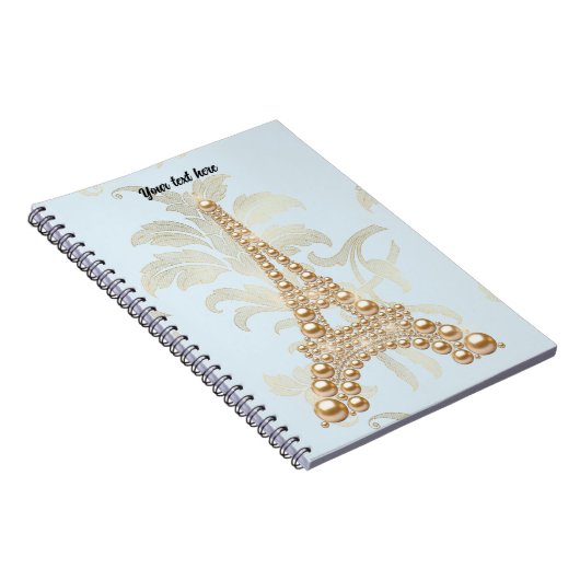 Gold Pearls Eiffel Tower Pocket Folder Notizblock (Rechte Seite)