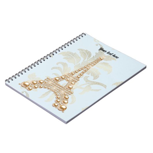 Gold Pearls Eiffel Tower Pocket Folder Notizblock (Linke Seite)