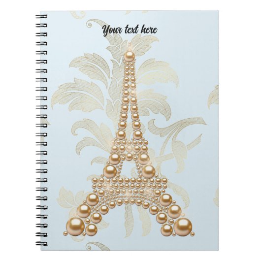 Gold Pearls Eiffel Tower Pocket Folder Notizblock (Vorderseite)