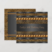 Gold Pearls Leopard Girls 18. Geburtstagsparty Einladung (Vorne/Hinten)