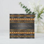 Gold Pearls Leopard Girls 18. Geburtstagsparty Einladung (Stehend Vorderseite)