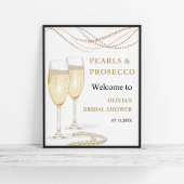 Gold Pearls & Prosecco Brautparty Begrüßungszeiche Poster