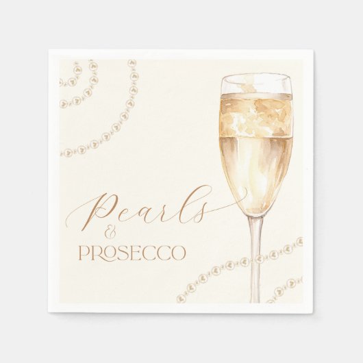 Gold Pearls & Prosecco Brautparty Napkins Serviette (Vorderseite)