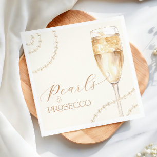 Gold Pearls & Prosecco Brautparty Napkins Serviette