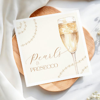 Gold Pearls & Prosecco Brautparty Napkins Serviette
