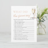 Gold Pearls & Prosecco Was hat der Groom gespielt Einladung (Stehend Vorderseite)