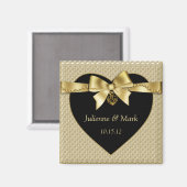 Gold Pearls Ribbon auf dem Schwarzen Magnet (Vorderseite/Rückseite)