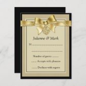 Gold Pearls Ribbon auf schwarzen UAWG RSVP Karte (Vorne/Hinten)