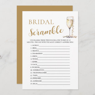 Gold Pearls und Prosecco Bridal Word Scramble Game Einladung