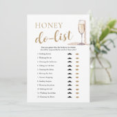 Gold Pearls und Prosecco Honey Do List Bridal Game Einladung (Stehend Vorderseite)