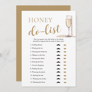Gold Pearls und Prosecco Honey Do List Bridal Game Einladung