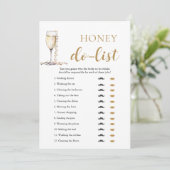 Gold Pearls und Prosecco Honey Do List Bridal Game Einladung (Stehend Vorderseite)
