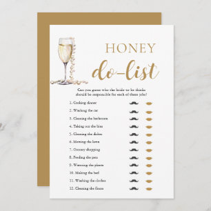 Gold Pearls und Prosecco Honey Do List Bridal Game Einladung