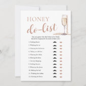 Gold Pearls und Prosecco Honey Do List Bridal Game Einladung (Vorderseite)