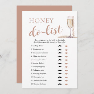 Gold Pearls und Prosecco Honey Do List Bridal Game Einladung