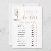 Gold Pearls und Prosecco Honey Do List Bridal Game Einladung (Vorderseite)