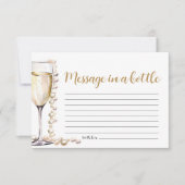 Gold Pearls und Prosecco Nachricht in einem Flasch Einladung (Vorderseite)