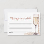 Gold Pearls und Prosecco Nachricht in einem Flasch Einladung (Vorderseite)