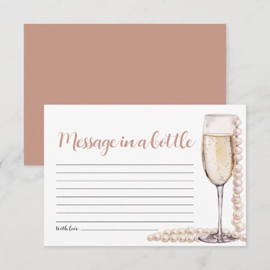 Gold Pearls und Prosecco Nachricht in einem Flasch Einladung (Vorne/Hinten)