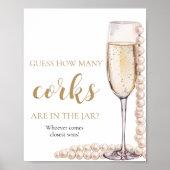 Gold Pearls und Prosecco schätzen, wie viele Corks Poster (Vorne)