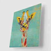 Gold Peeking Giraffe Clock Quadratische Wanduhr (Winkel)
