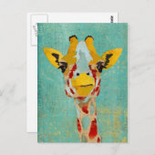 Gold Peeking Giraffe Postcard Postkarte (Vorne/Hinten)