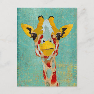 Gold Peeking Giraffe Postcard Postkarte